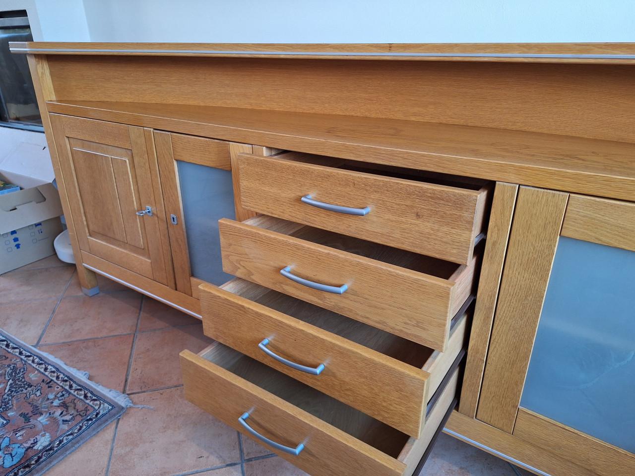 Dressoir 250 cm x 50 cm massief licht eiken