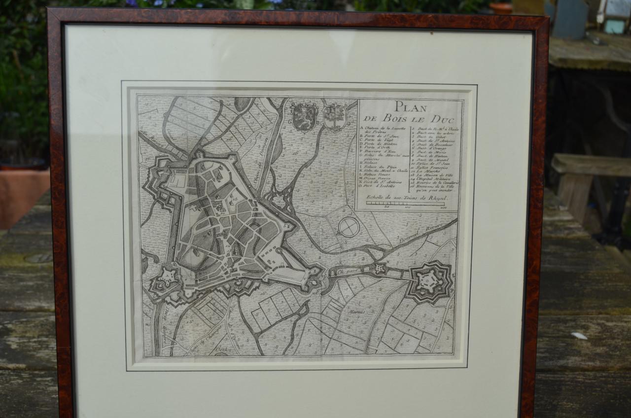 Fraaie Franse kopergravure Den Bosch 1743