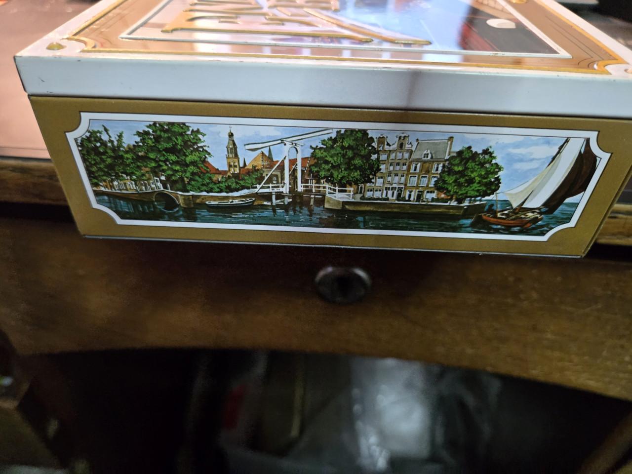 Vintage koektrommel van Enkhuizer Banket, 23 x 15,5 x 5,5 cm