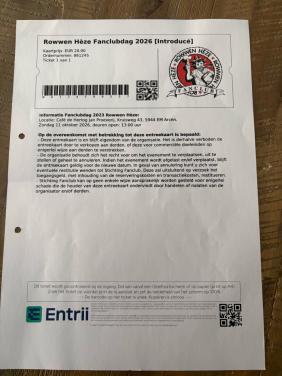 2x toegangs E-ticket Fandag Rowwen Héze.