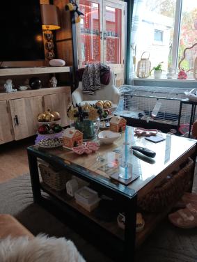 Mangohouten salontafel inclusief glasplaat