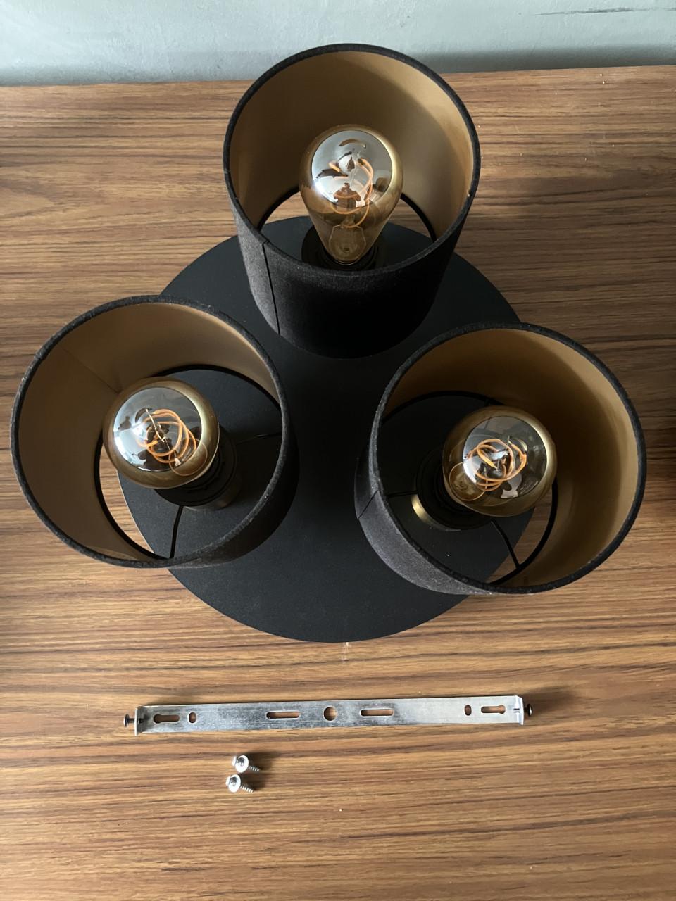 Elegante Plafondlamp Zwart/Goud - 3 Spots