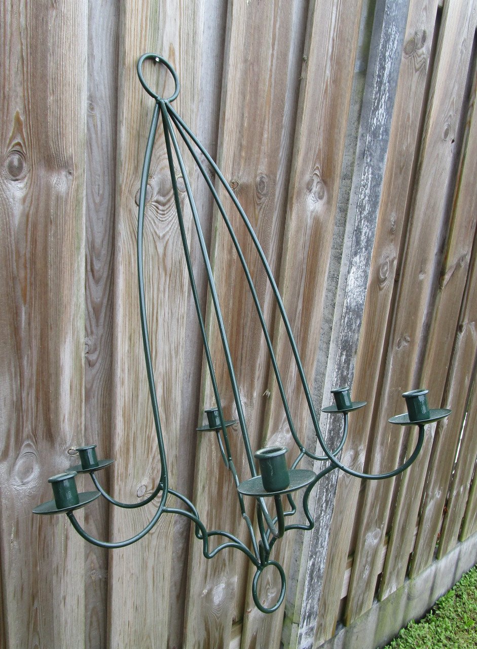 Prachtige donker groene 6- armige kroonluchter.