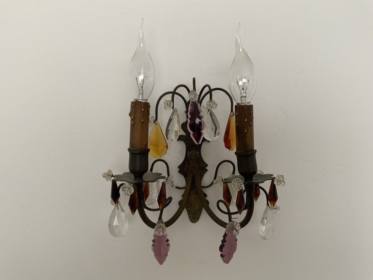 Antieke wandlampen,brons