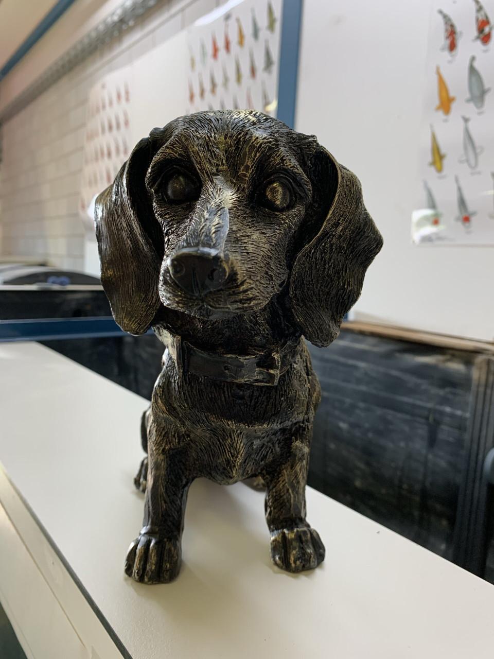 Teckel brons zittend deco groot