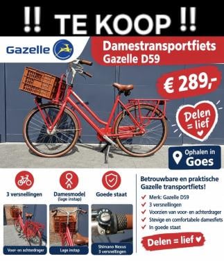 Gazelle Dames transportfiets rood D59