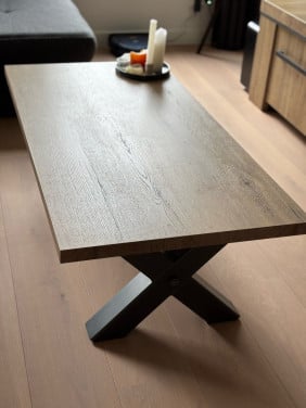 Salontafel poot X hout 135cm
