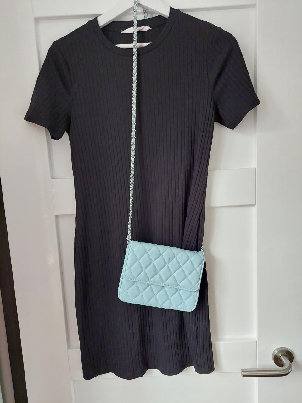 Leuke set zwarte jurk S, tasje en sieraden KOOPJE