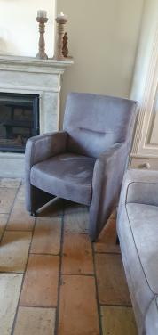 6 grijze eetkamerstoelen