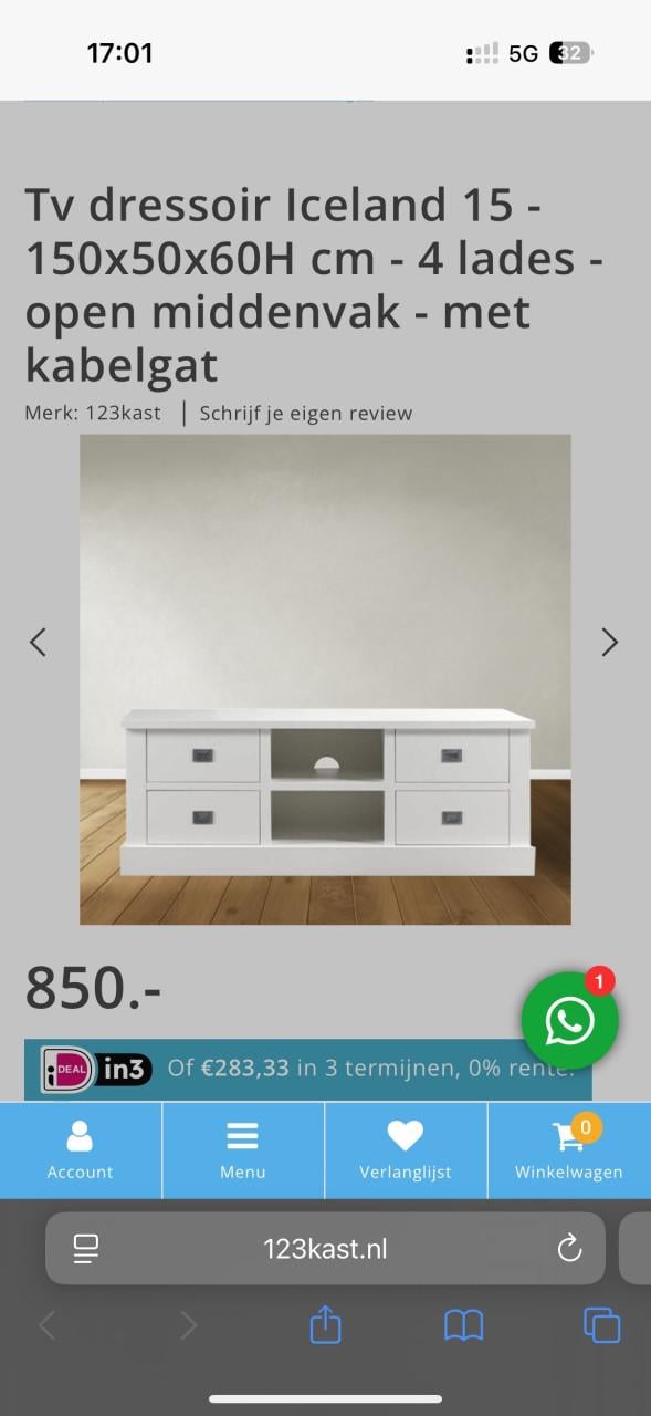 Tv dressoir Iceland 15 (150 cm) - Zo goed als nieuw!