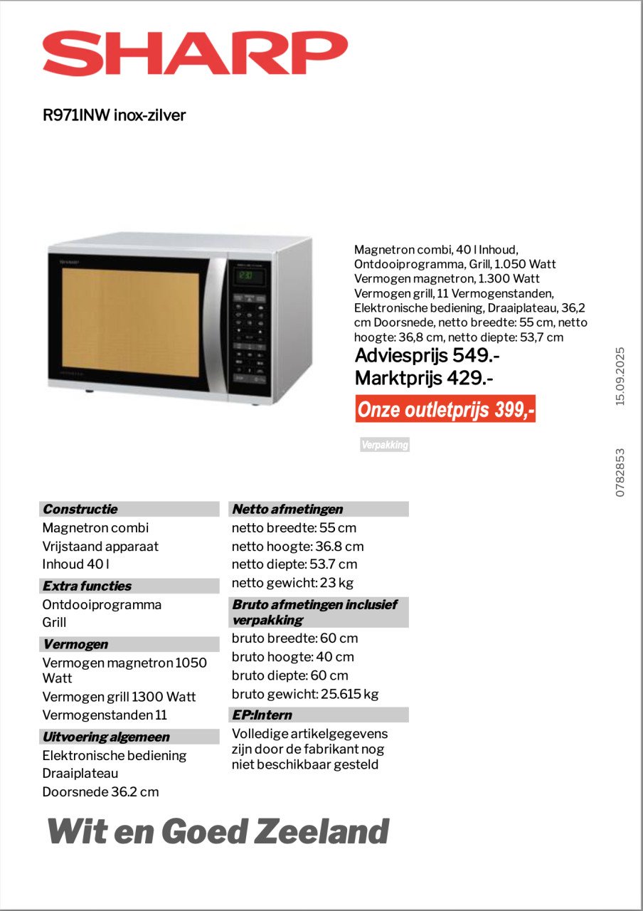 Combi magnetron Scharp (Outlet/nieuw)