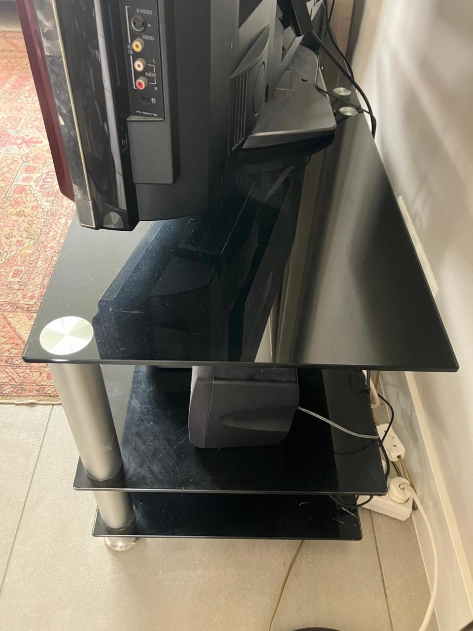 TV meubel, zwart glas