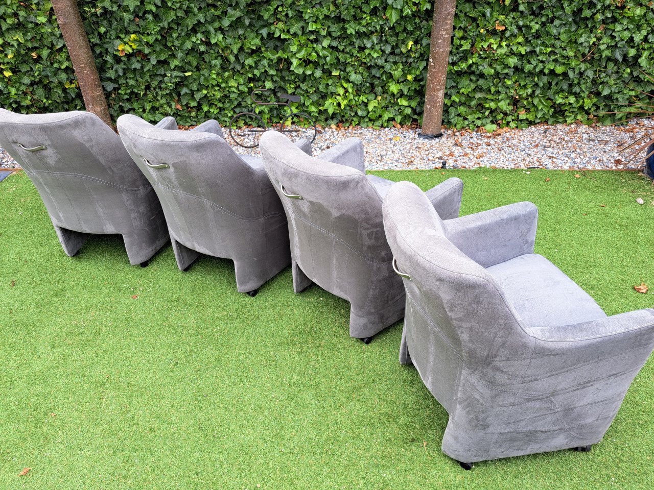 Set van 4 stoffen eetkamerstoelen