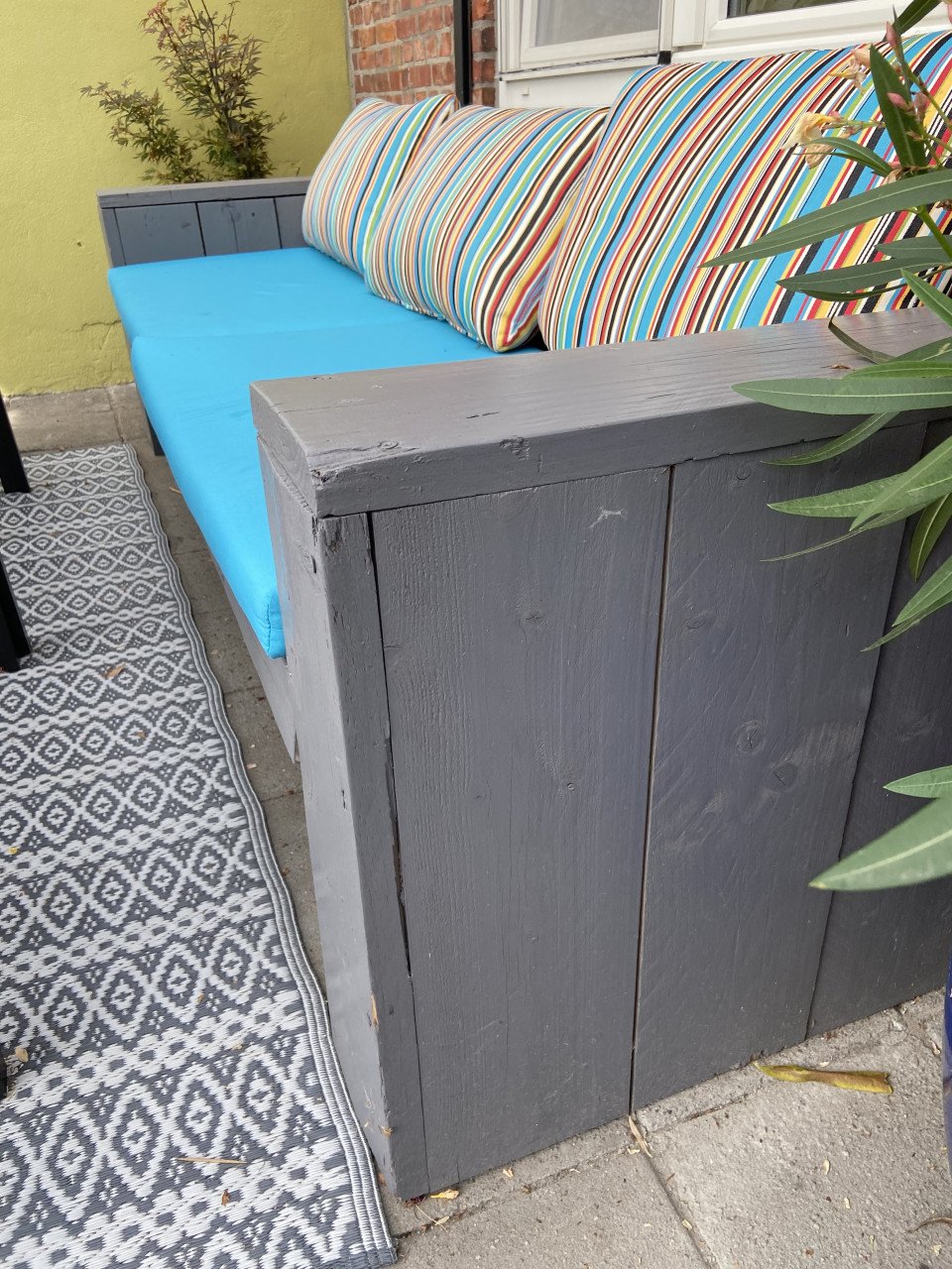Steigerhouten tuinbank inclusief kussens
