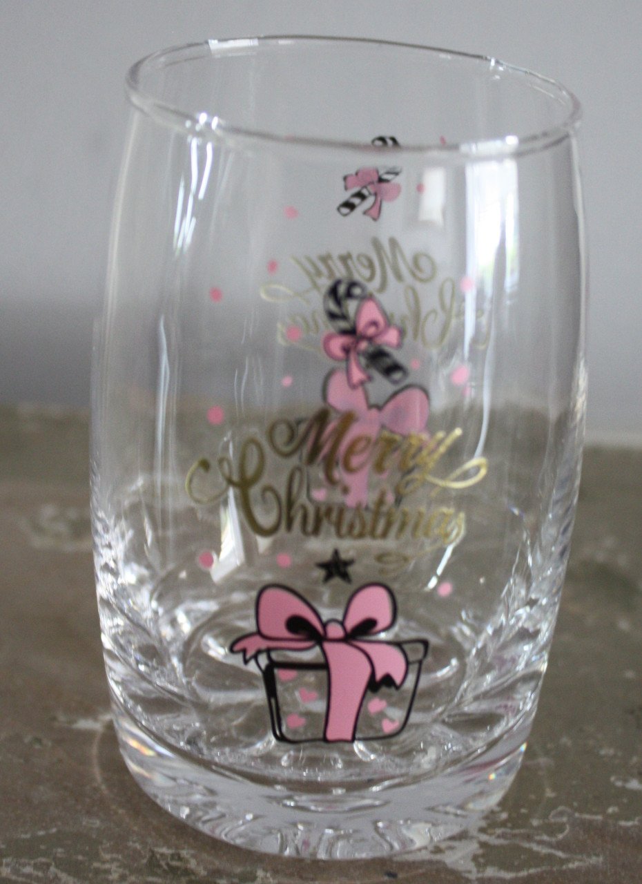 Glas met print merry christmas