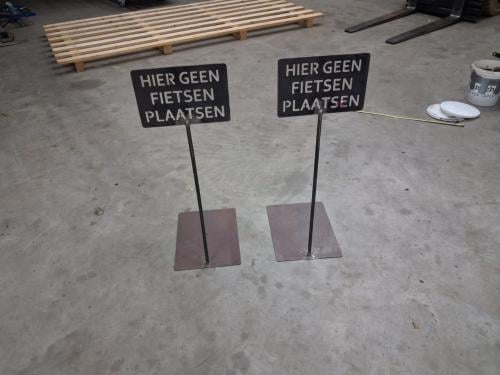 Fietsbordjes Cortenstaal