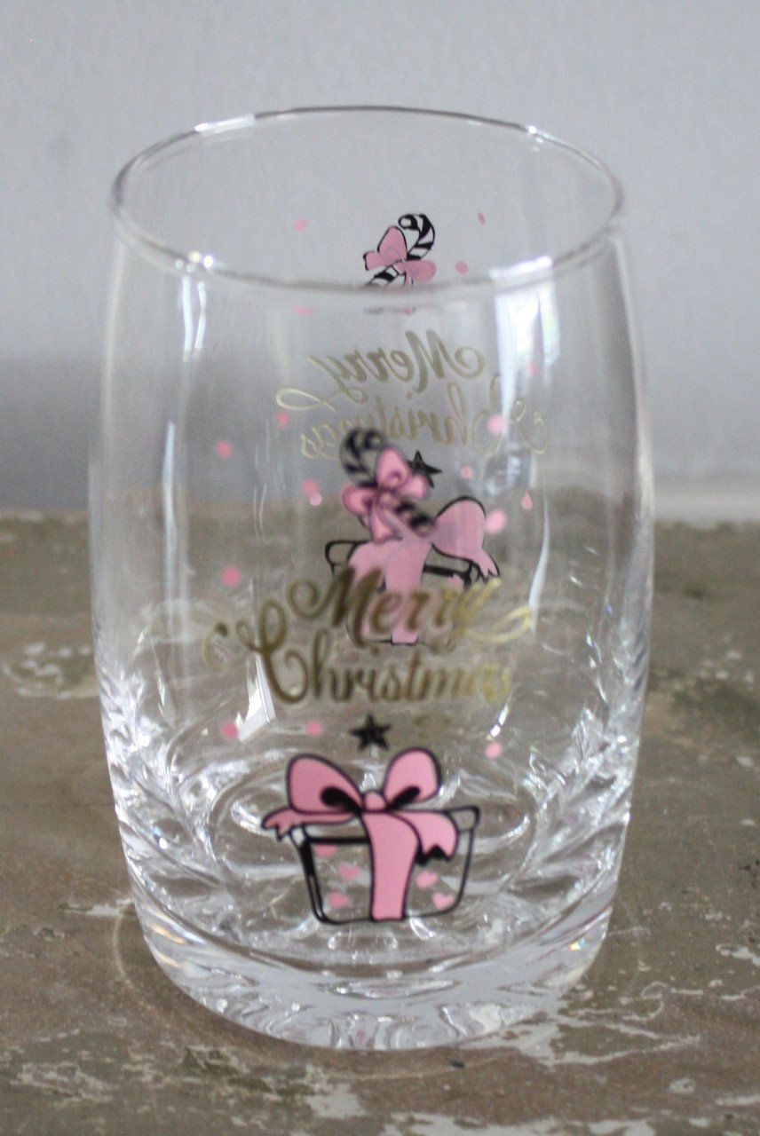 Glas met print merry christmas