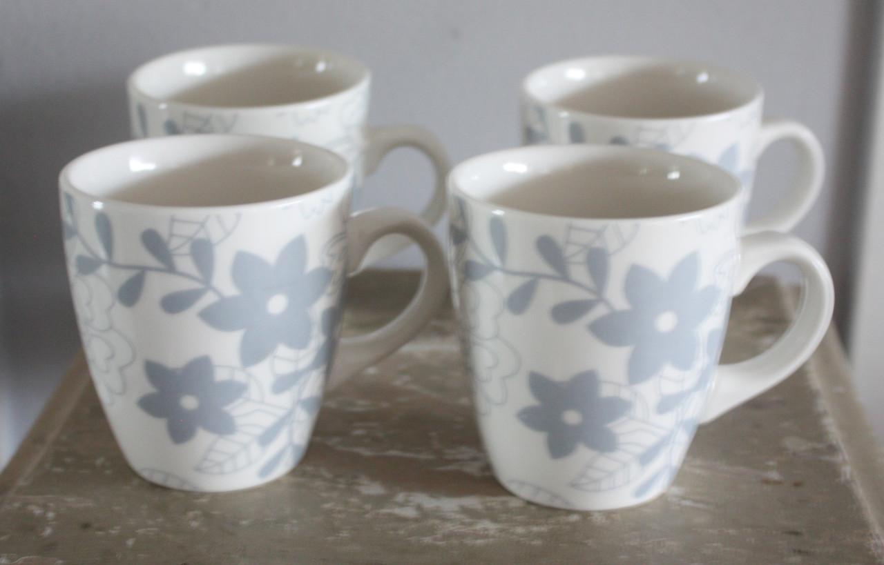 Set van 4 koffie kopje smet bloemen print