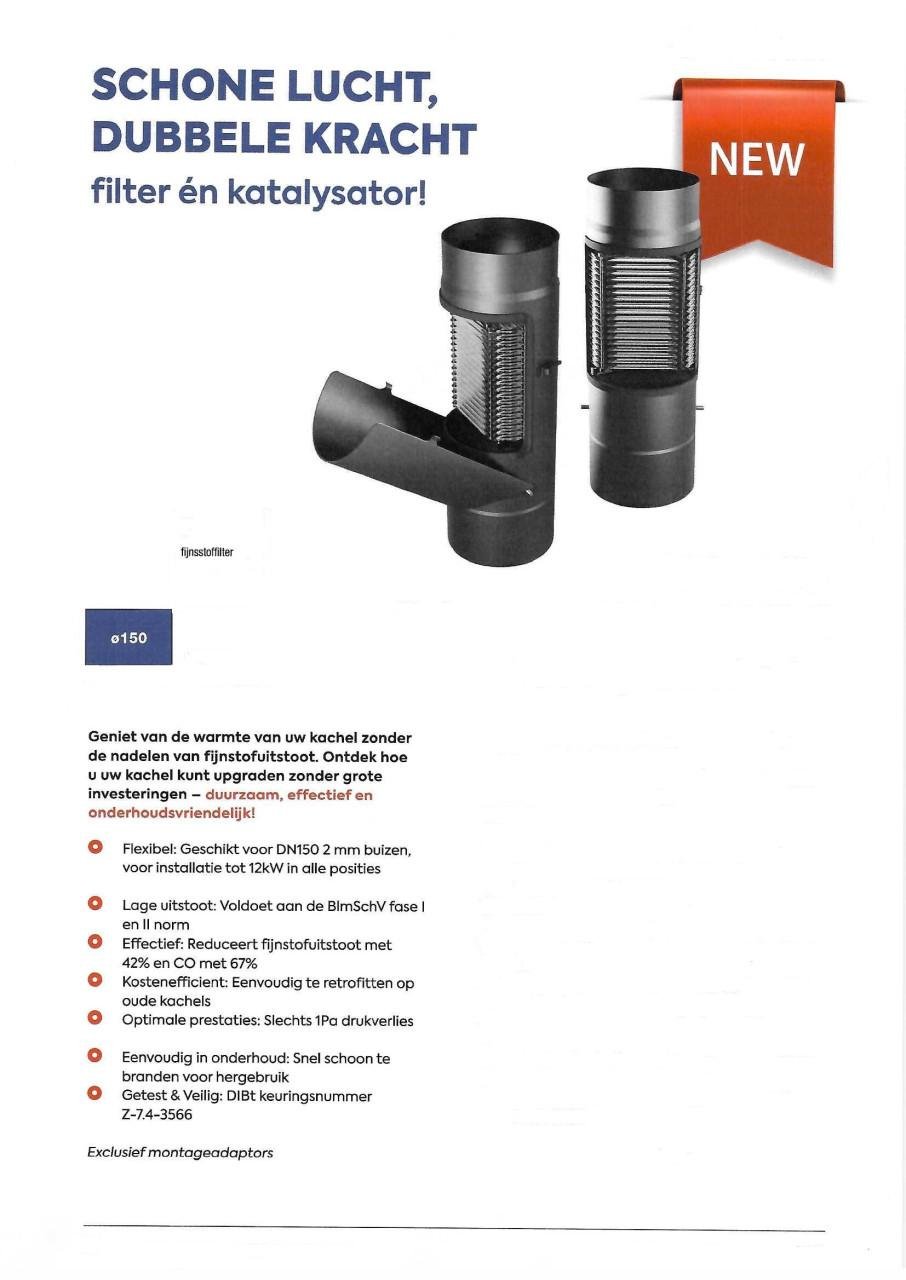 Filter en katalysator houtkachel