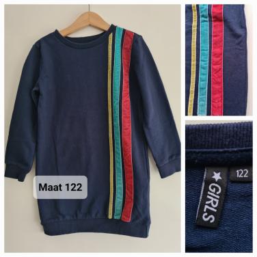 Blauwe lange sweater / jurk van Girls Maat 122