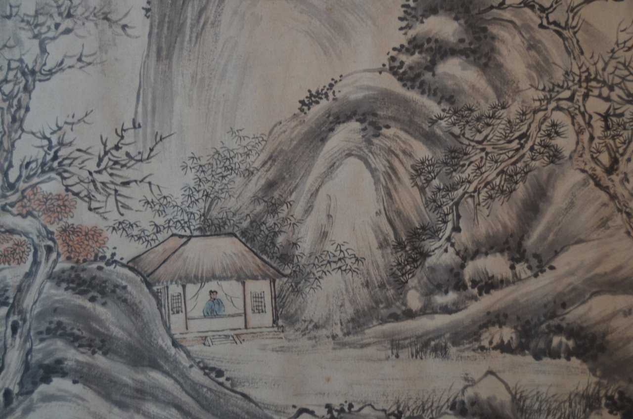 Fraaie Chinese scroll gesigneerd Wang Run