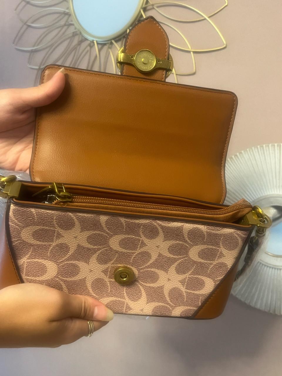 Coach schoudertas bruin/beige
