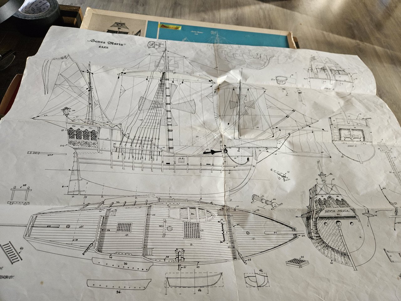 Prachtige jaren 60 Billing Boats bouwdoos van het zeilschip Santa Maria....