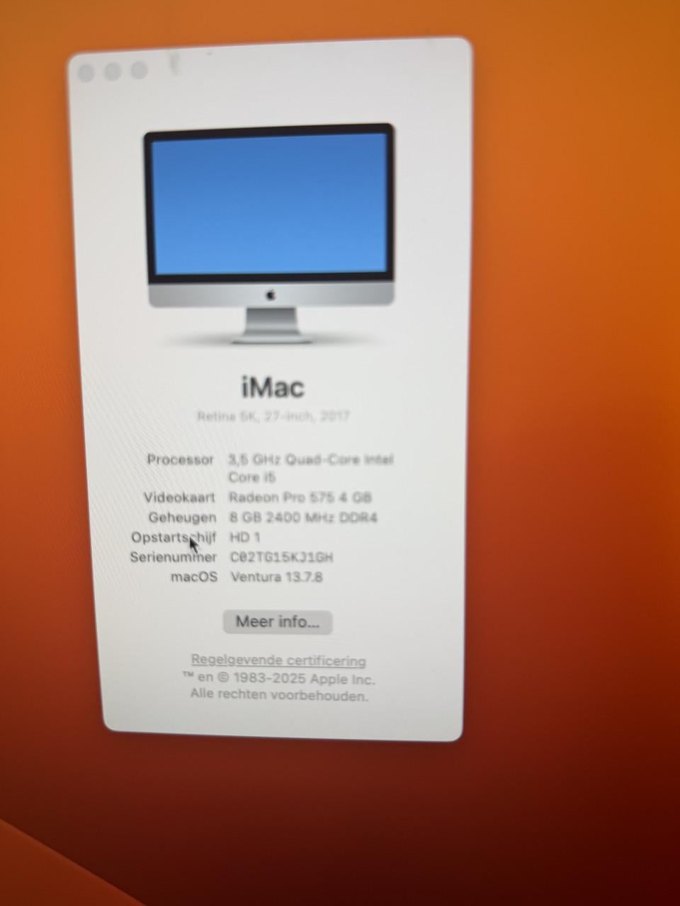 27 inch IMac , 5K retina scherm 2017