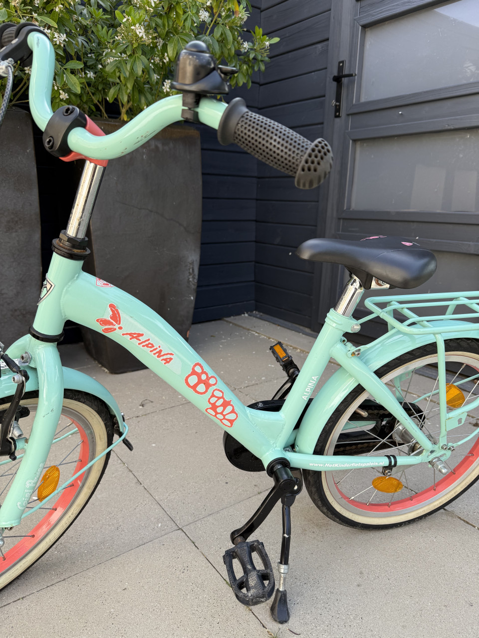 Alpina meisjesfiets 18 inch turquoise met roze velgen