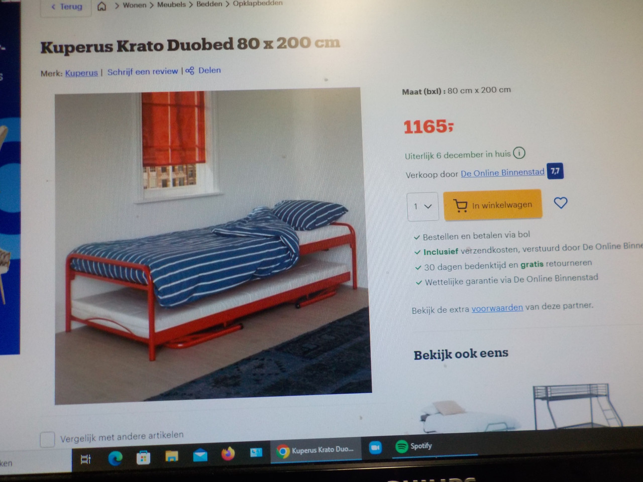 Kuperus Krato duobed + 2 Rhone matrassen 80  x 200 cm in zeer goede staat