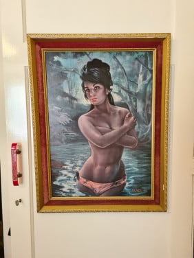 Jaren 60 Tina Lynch Nymph gulden lijst, zeer mooi! Brocante