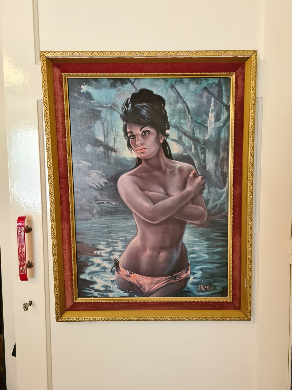 Jaren 60 Tina Lynch Nymph gulden lijst, zeer mooi! Brocante