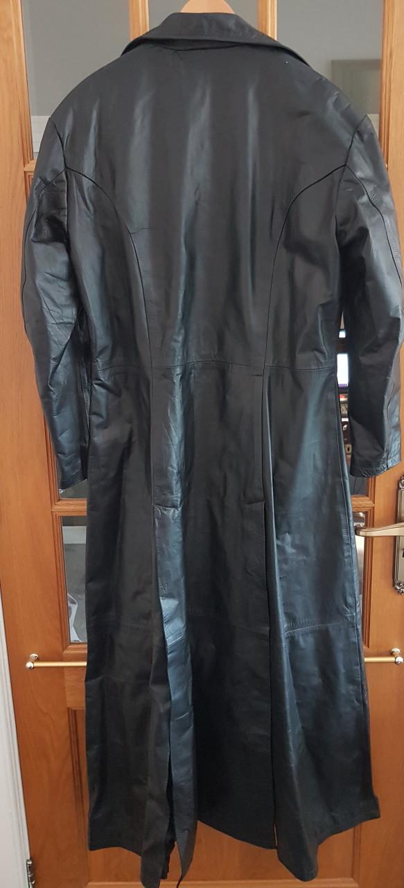 Zwart lederen maxi jas