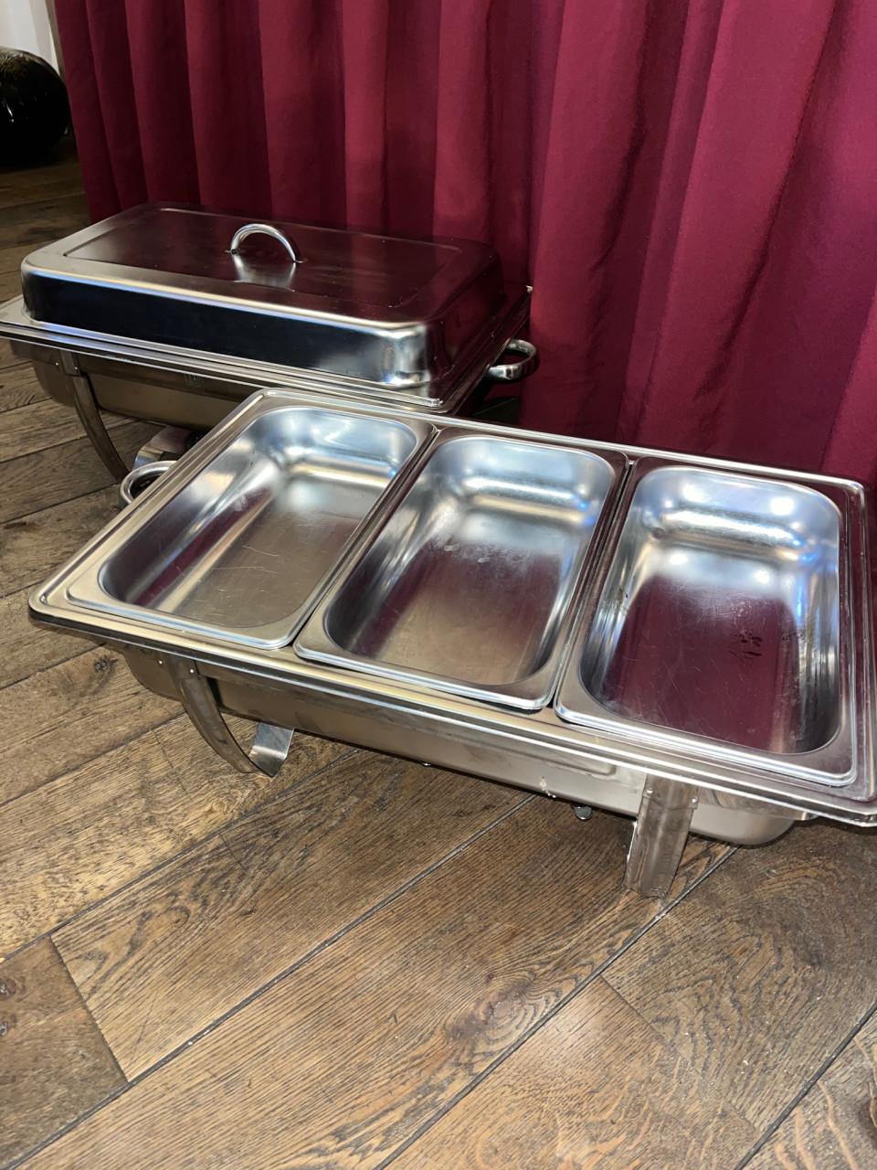 2x SHAFING DISH voor buffet, RVS