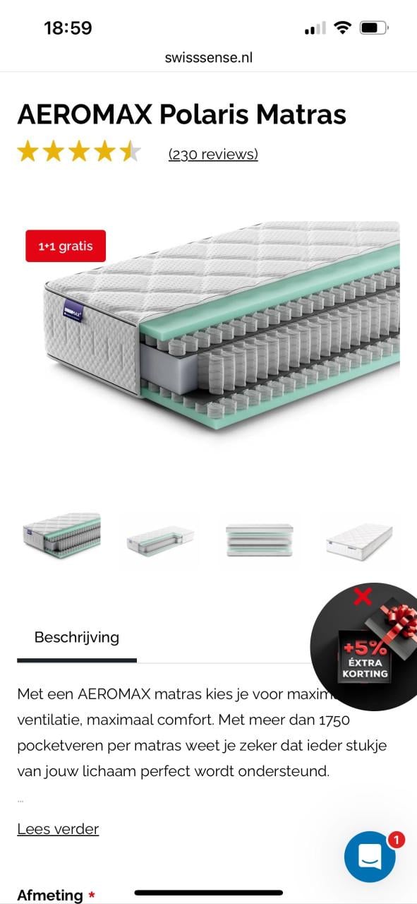 Swiss sense aeromax polaris matras 220x90