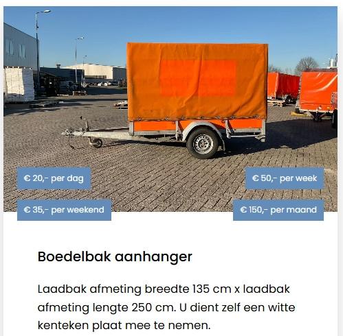Verhuur Grondverzetmachines, generator en aanhangwagens