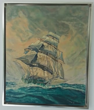 Zielschip met volle zeilen in een storm