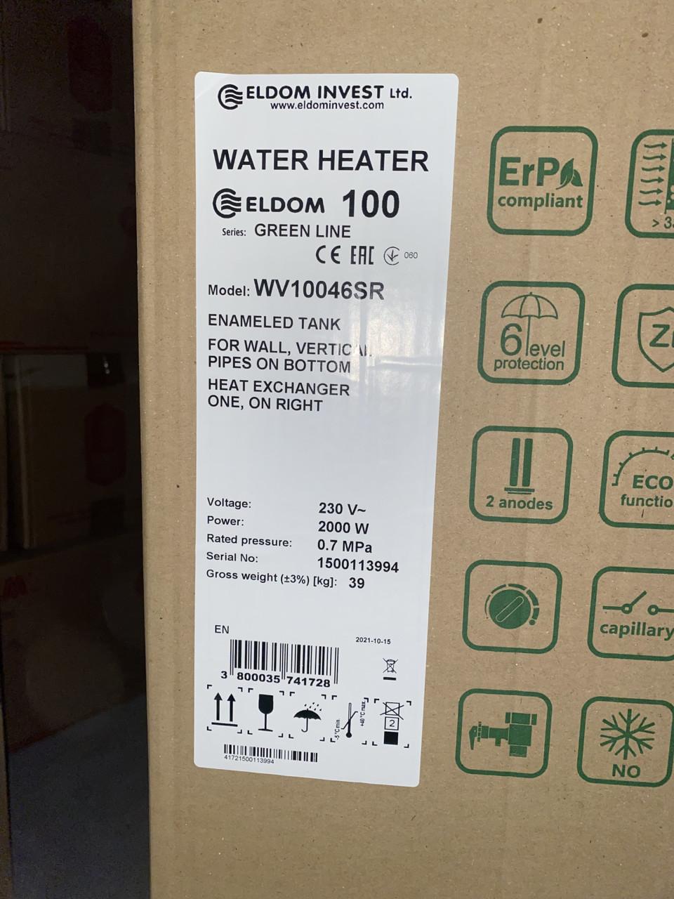 Eldom elektrische boiler 100L Greenline