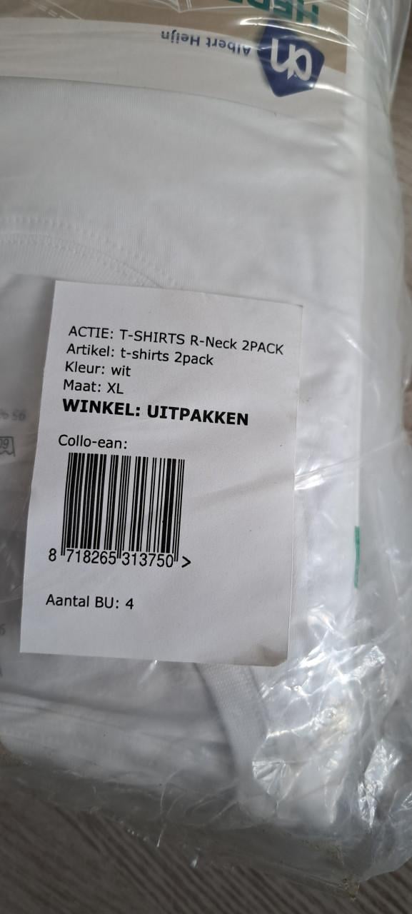 32 witte heren t shirts maat XL nieuw in verpakking
