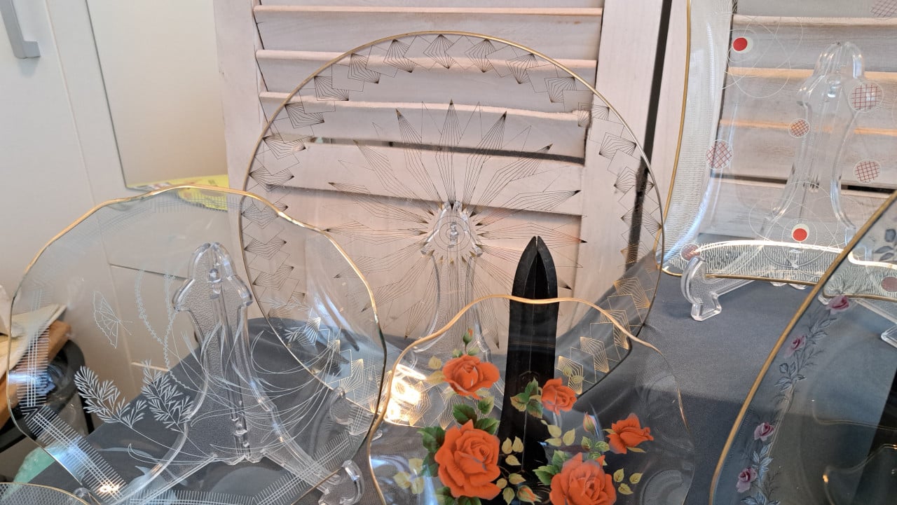 Vintage glazen cakeschalen