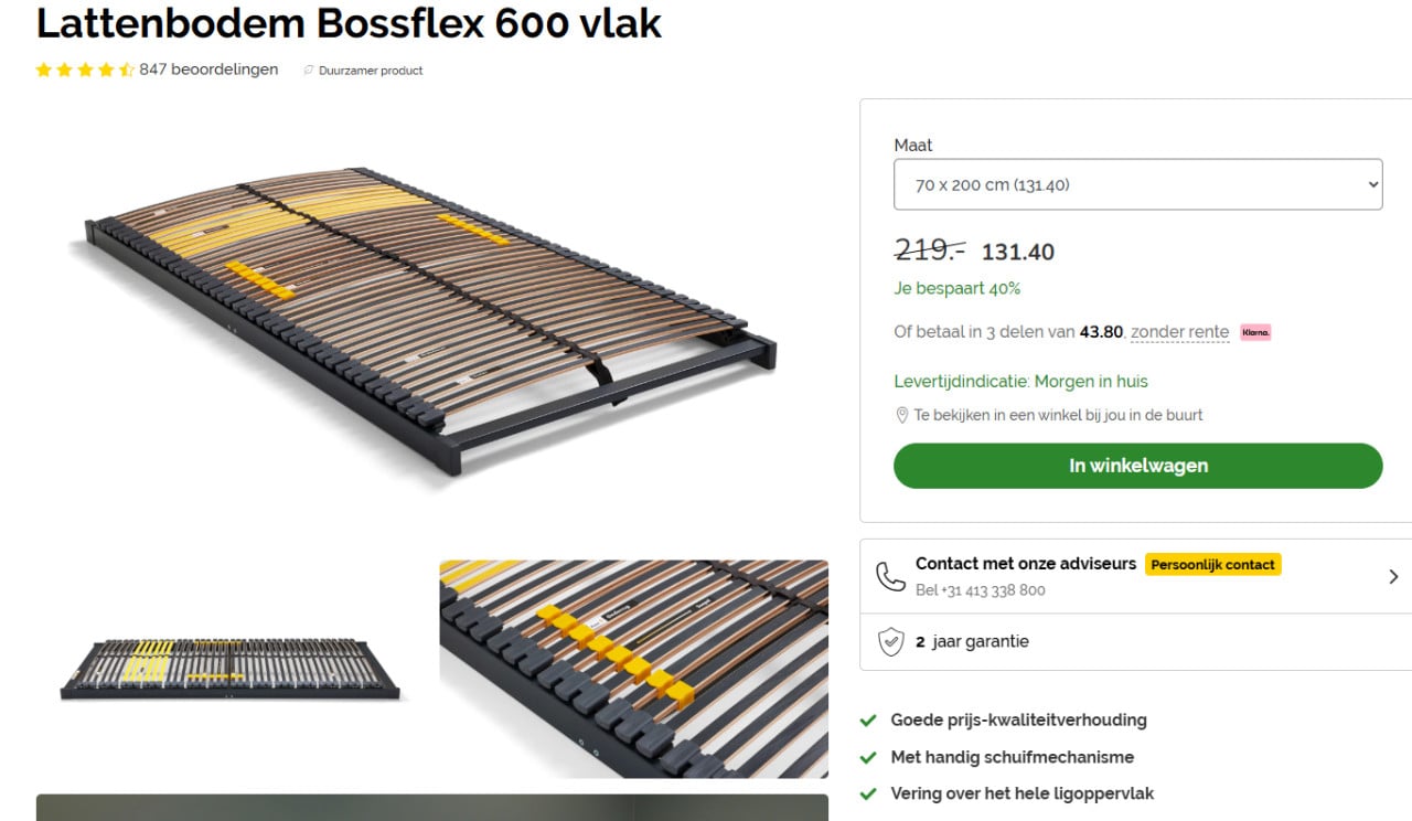 Bed 140 , met professioneele lattenbodem Bossflex