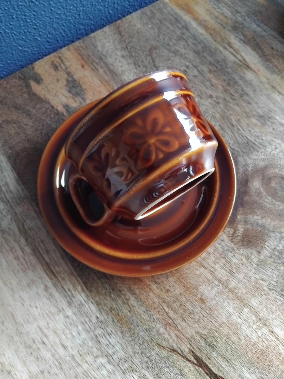 Vintage Koffie/Theepot Theelichtwarmer Kop/schotel