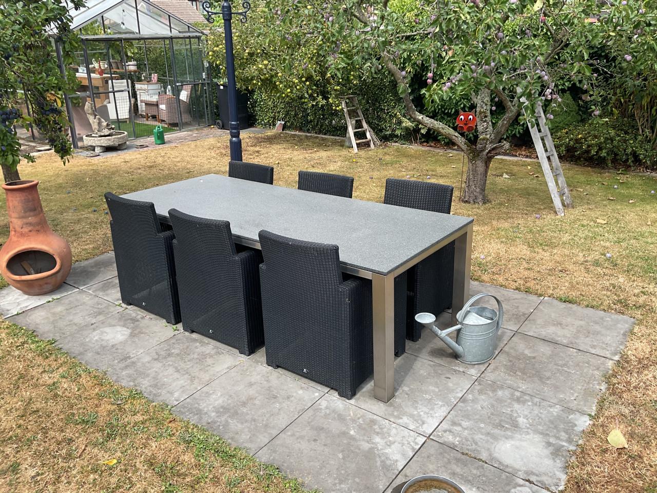 Tuintafel en 6 stoelen Borek
