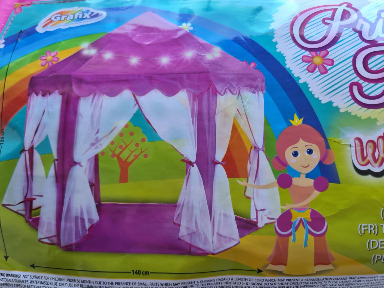 Roze speelgoedtent Grafix, model Princess met lichtjes