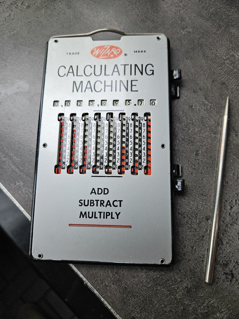 Zgan vintage calculator mechanische Wizard rekenmachine....