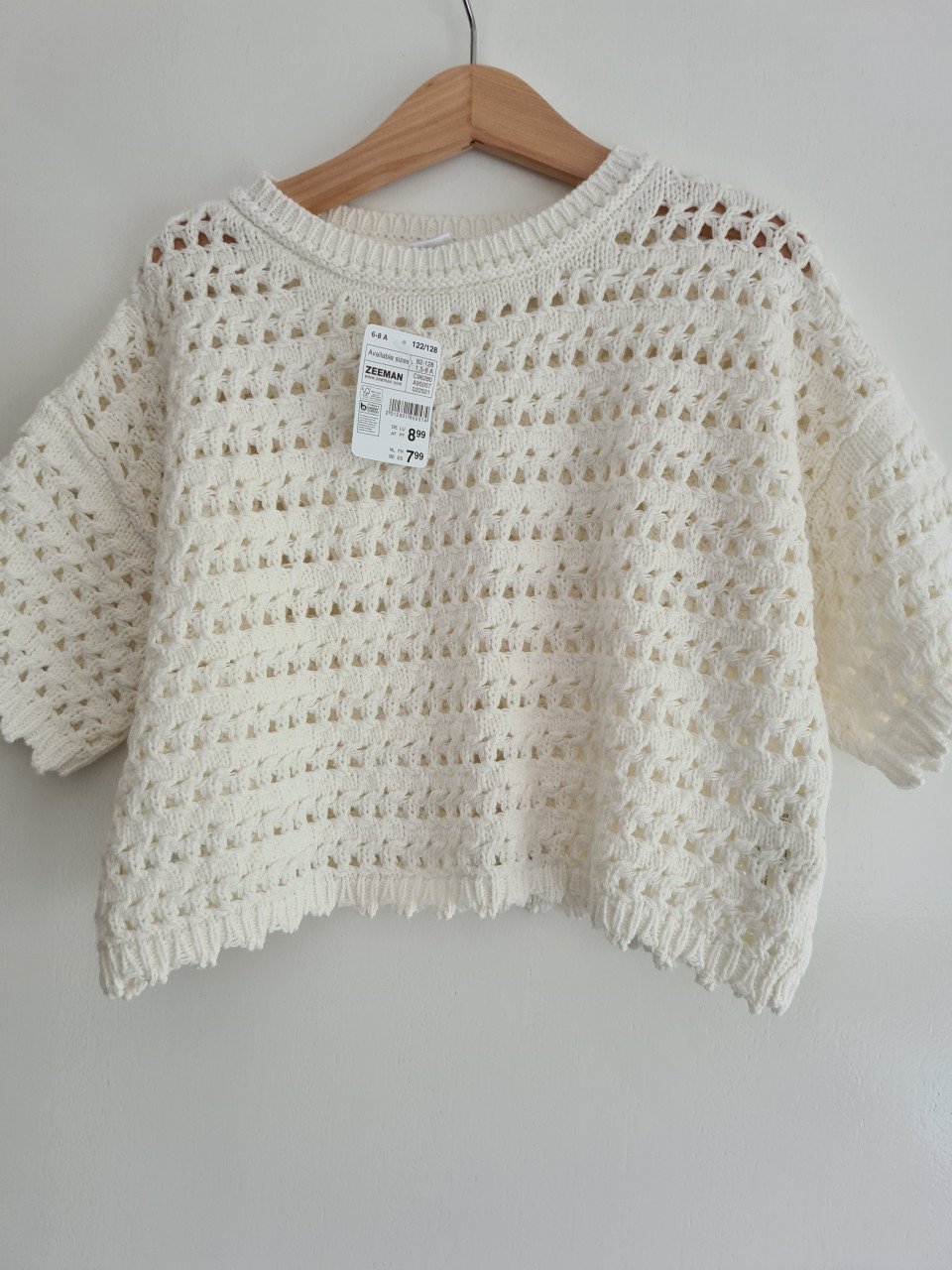 Nieuwe wit ecru gehaakt, gebreide truitje van Zeeman  Maat 122-128