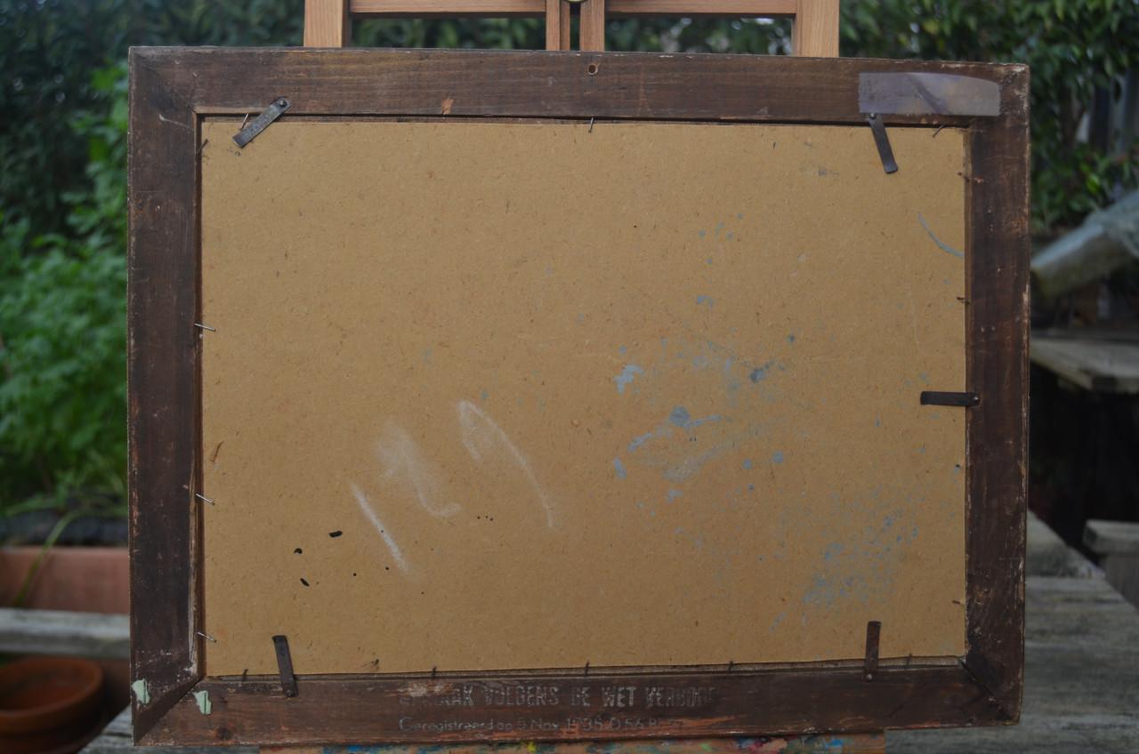 Klein olieverf Huisjes (in Veere??) 1938