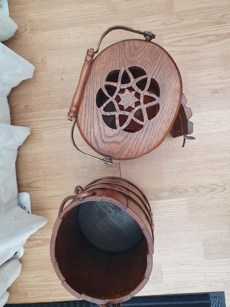 Oude stoof en emmer koperbeslag zie foto