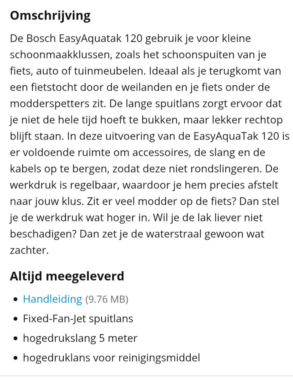 Bosch easy aquatack 120 hogedrukreiniger