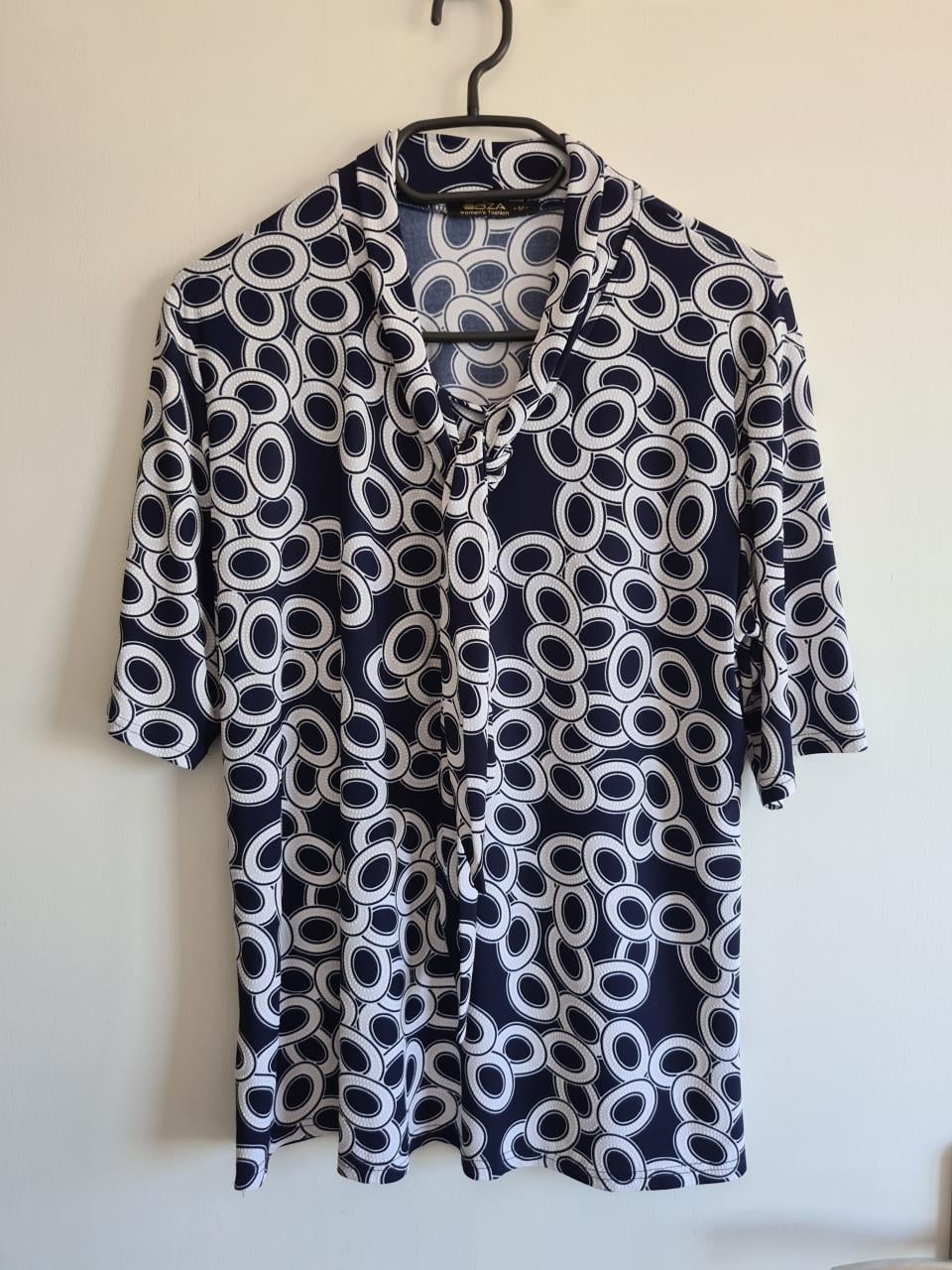 Nieuw ! Ibiza Womans Fashion blauw-wit blousje 3/4 mouwen  Maat M